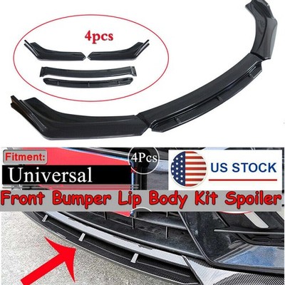 4pcs Carbon Fiber Look Car Front Bumper Splitter Diffuser Spoiler Wing Body Kit