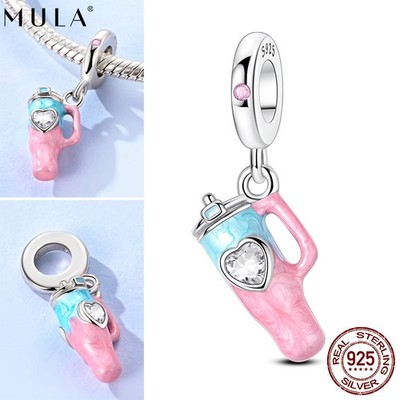 MULA 925 Sterling Silver Charm CZ Summer Water Cup Pendant for Women Bracelet