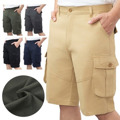 Mens Cargo Combat Shorts Casual Work Wear 100% Cotton Cargo Half Pants Outdoor D