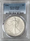 1990 $1 American Silver Eagle PCGS MS68 ASE 1 Troy Oz .999 Silver Bullion Coin