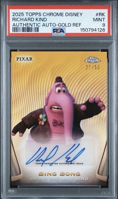 その他 2025 Topps Disney chrome Bing Bong Auto 2025 Topps Chrome Disney Bing Bong Gold Refractor Auto By Richard