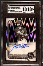 2022 Bowman Draft SGC 10/10 Jett Williams B&W Raywave Refractor 1st Auto #CDAJWS