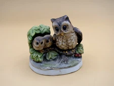 Vintage Homeco Mother  Owl And Two Baby Owlets Ceramic Figurine 