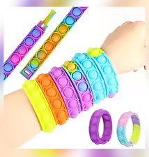 Pop it squeeze bubble bracelet, 6 pcs random colors, adjustable size, fidget toy