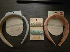 2 Headbands 2 Snap Clips, Bows Sequins Lace Fabric Teens Women Good Gift