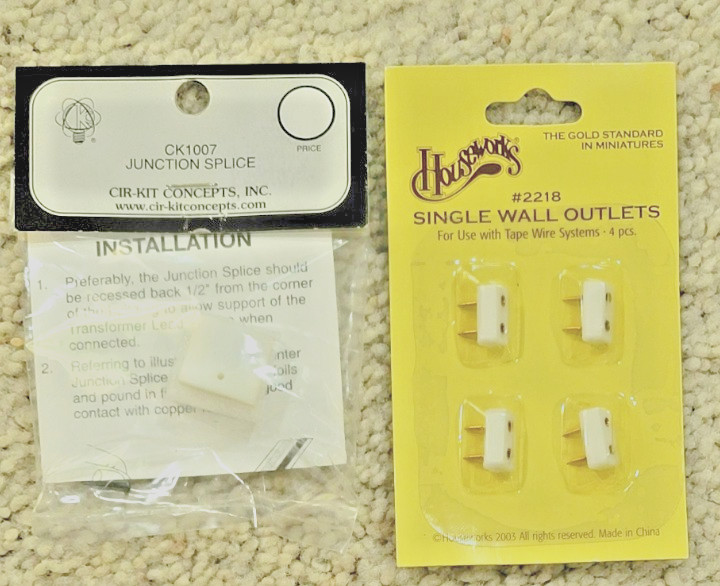 Cir-Kit Dollhouse Miniature Junction Splice & Houseworks Single Wall Outlets NEW