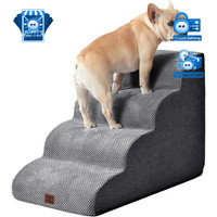 Hundetreppe 50 Cm Hoch, 4 Stufen, Rutschfest, Waschbarer Bezug, Grau