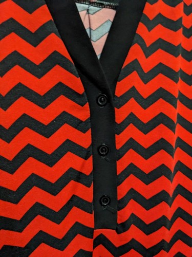Perseption Concept Woman Red Black Zigzag Striped 3/4 Sleeve Midi Dress Size XL - Bild 5 von 9