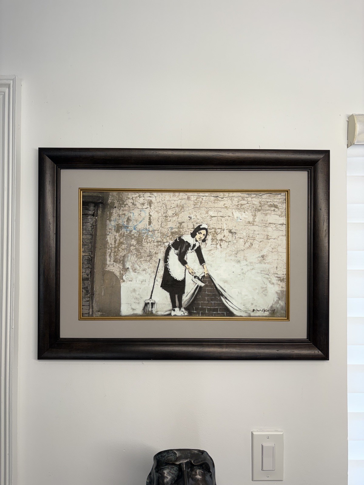 Bansky hand Signed And Numbered Lithograph Framed attributed