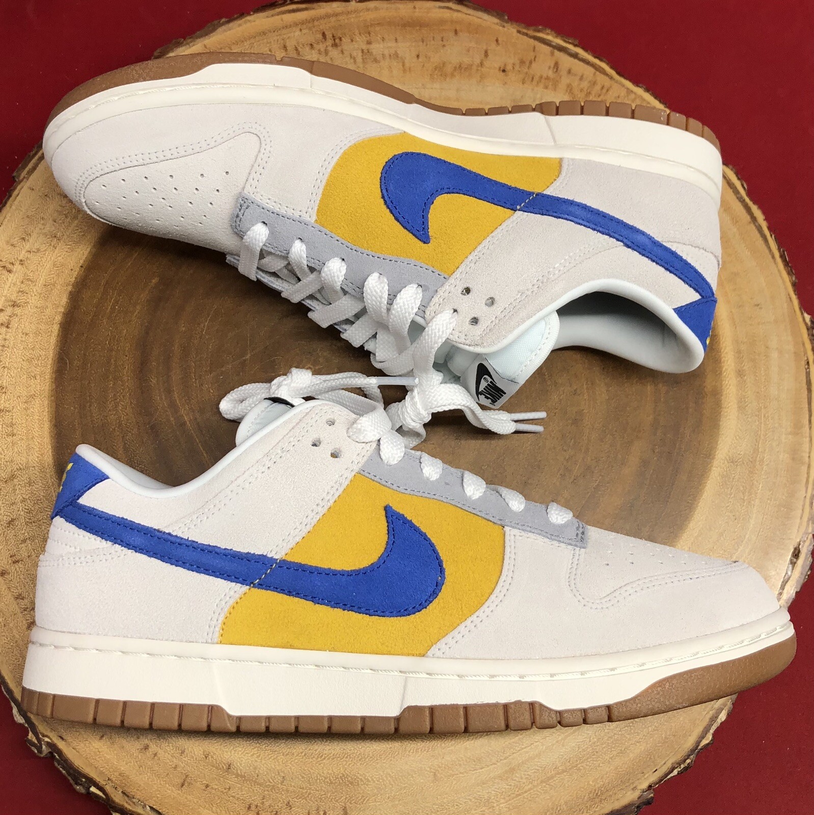 NIKE DUNK LOW ID BY YOU SUMMIT OFF WHITE BLUE YELLOW GUM SIZE 9 | eBay