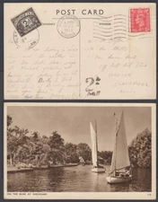 GB 1950 POSTAGE DUE ON POSTCARD (ID:281/D31587)