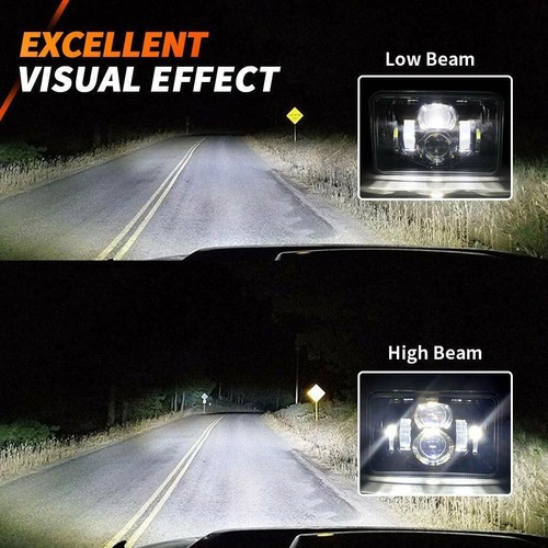 4PCS 4x6inch Chrome Rectangular LED Headlights Hi-Lo Beam For H4656 H4651 H4652 - Foto 2 di 9