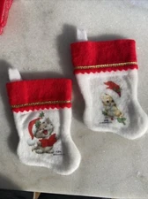 Pair Of Morehead Mini Stocking Christmas  Kitten Holly 6"