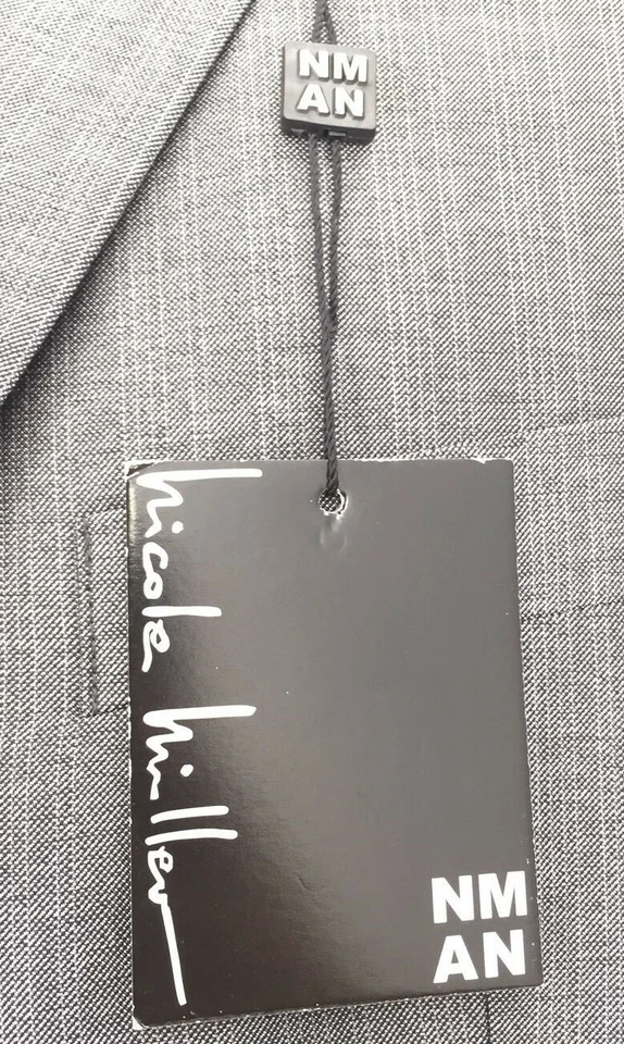 Nicole Miller 191576 男式灰色闪亮双扣夹克外套 46L 码 — 第 3/4 张图片