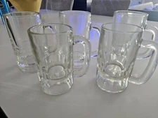 Set Of 5 -Tall Glass Beer Mug German Style Stein Cup Thick SL