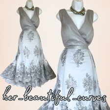 QUIZ SHIMMERING EMBROIDERED HI LOW EVENING OCCASION PARTY DRESS 16