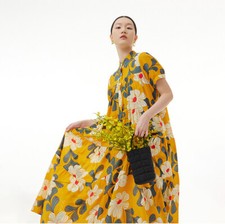 Women Oversized Short Sleeve Casual Summer Loose Swing Vintage Floral Dresses