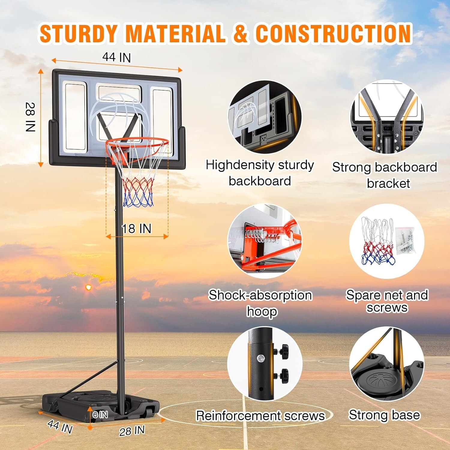 Basketball Hoop Outdoor 10ft Adjustable, Portable Basketball Hoop eBay