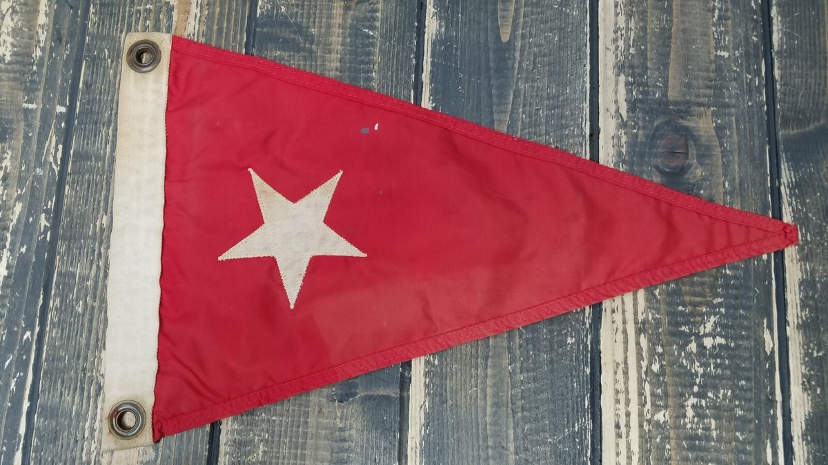 Vintage ヴィンテージ フラッグ インディアナ州旗 ANNIN FLAG Vintage ANNIN NYL GLO Bunting Boat Pennant RED Flag with White