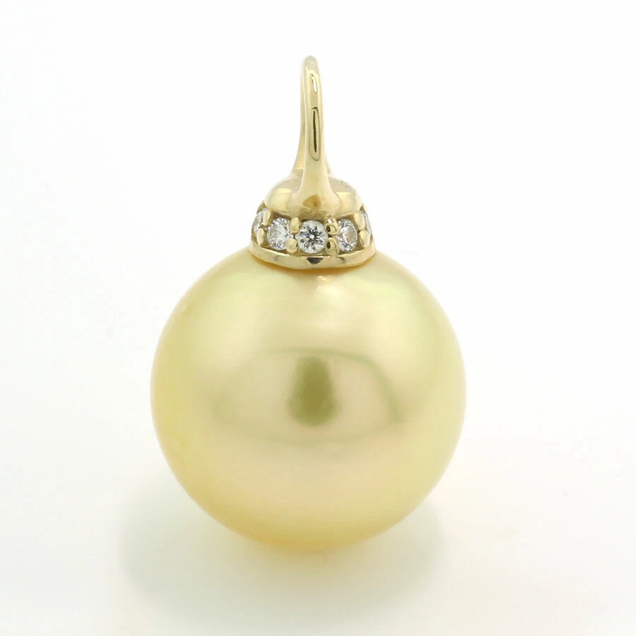 Valor Perla Mares Del Sur Colgante Brillante 13,5 MM Oro Colores Naturales 585er - Imagen 3 de 3