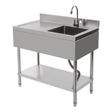 Stainles Steel Work Bench Commercial Storage Table Kitchen Cafe Sink Prep Shelf