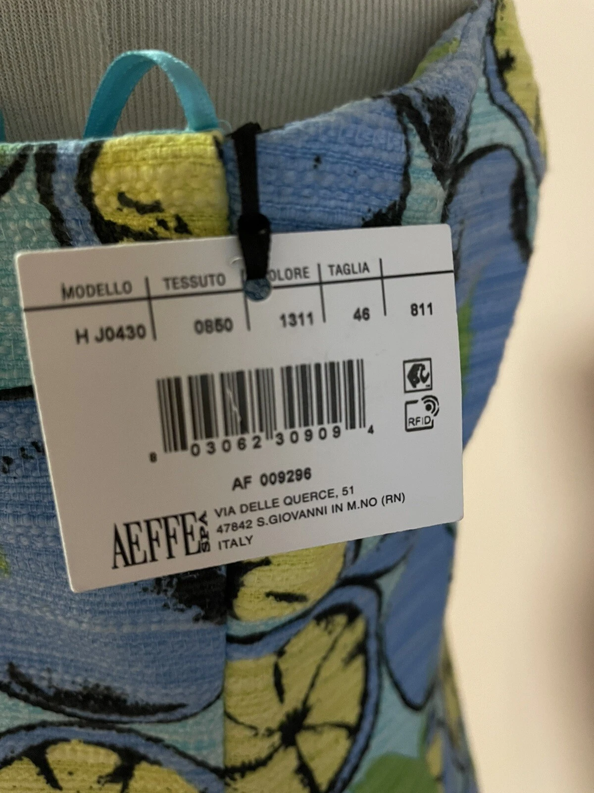 Boutique Moschino abito corto donna blu limoni taglia 46 nuovo con etichetta