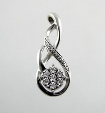 Designer Sterling Silver Natural Diamond Accent Twirled Pendant 925 2.2g 1 Inch