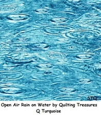 Open Air Rain on Water BTY cotton Quilt fabric Quilting Treasures Q Turquoise