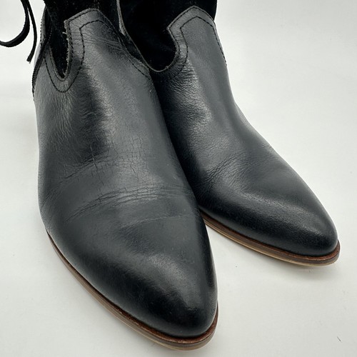 Frye & Co. Women's Rubie Booties Leather Suede Black Ankle Boots Mob Wife Sz 10 - Picture 2 of 7