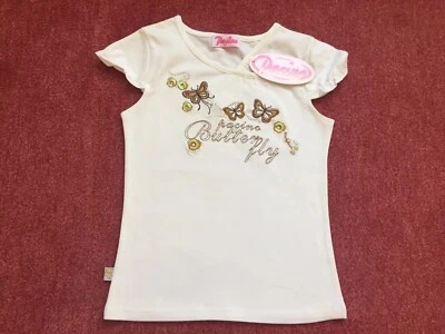 NEU mit Etikett T- Shirt mit Schmetterlingen und Perlen in 128 - Bild 1 von 2