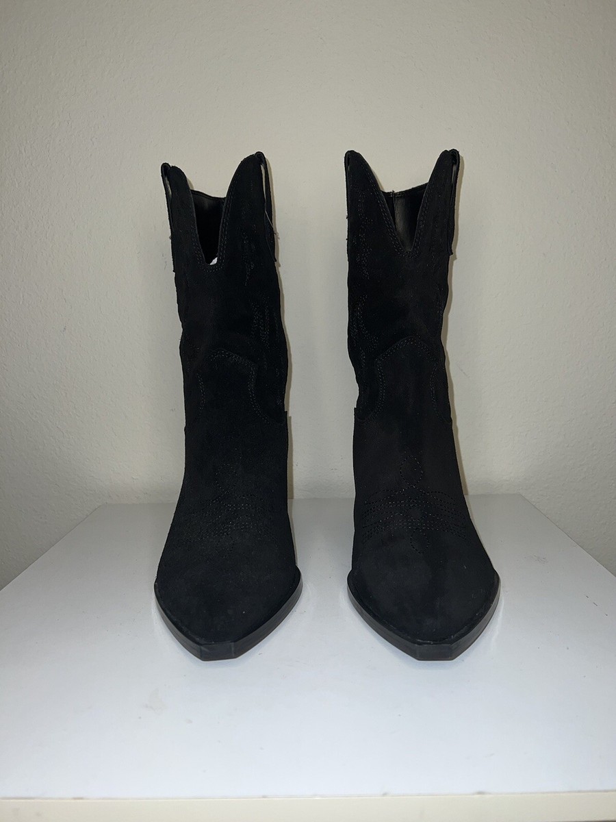 159$ New Nine West Yodown Black Leather Western Boots Sz 10