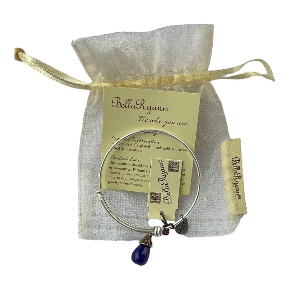 Brazalete Brazalete Bella Ryann Tonificado Plateado Expandible Con Lágrima Azul Nuevo Con Etiquetas Foto 2 de 3