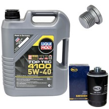 Motoröl Set 5W-40 5 Liter + Ölfilter SM 5086 + Schraube für Audi Seat Skoda VW