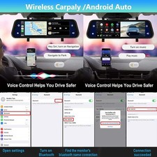 Specchietto Retrovisore Dashcam Auto CarPlay Wireless Android Auto Retrocamera - Miniatura 2