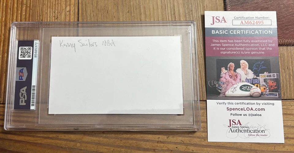 Kenny Sailors PSA/DNA Wyoming Boston Celtic Signed 3x5 Index Steph Curry Mentor - Image 2 of 2