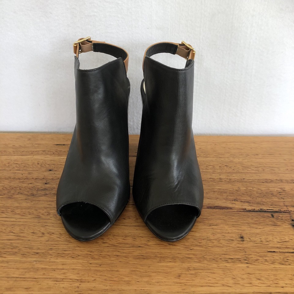 💥 WITCHERY black Leather Mules Boots Booties Heels Sandals 38 7
