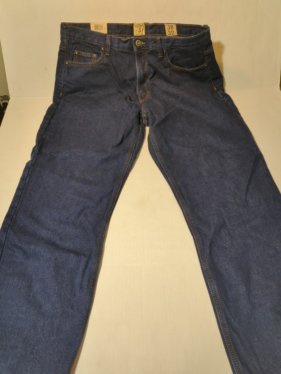 Red Head Relaxed Fit Blue Flannel Lined Dark Wash Denim Jeans