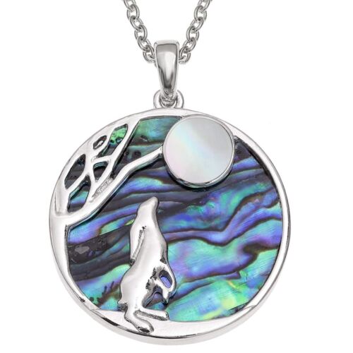 Moon Gazing Hare Necklace Pendant Abalone Shell Mother of Pearl Chain Boxed - 第 1/22 張圖片