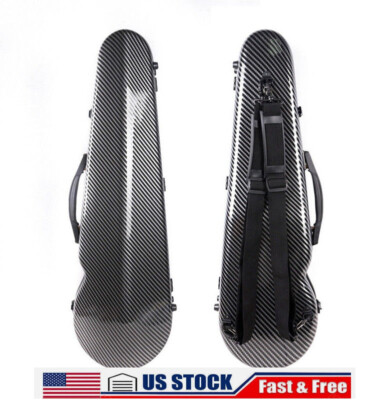 4/4 Violin Case Carbon Fiber Violin Box Strong Light with Straps Black 