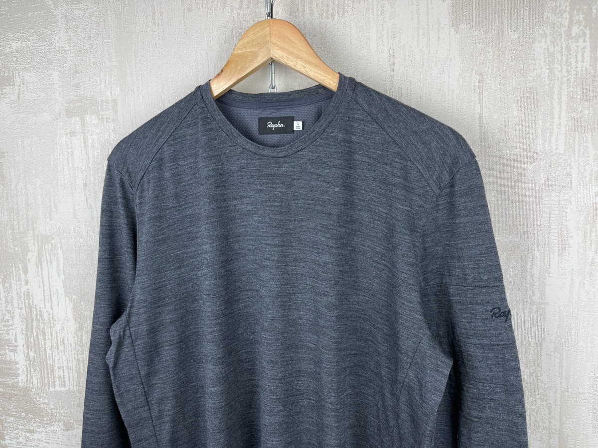Rapha Merino Wool Long Sleeve T-shirt Men's Size L Gray Cycling