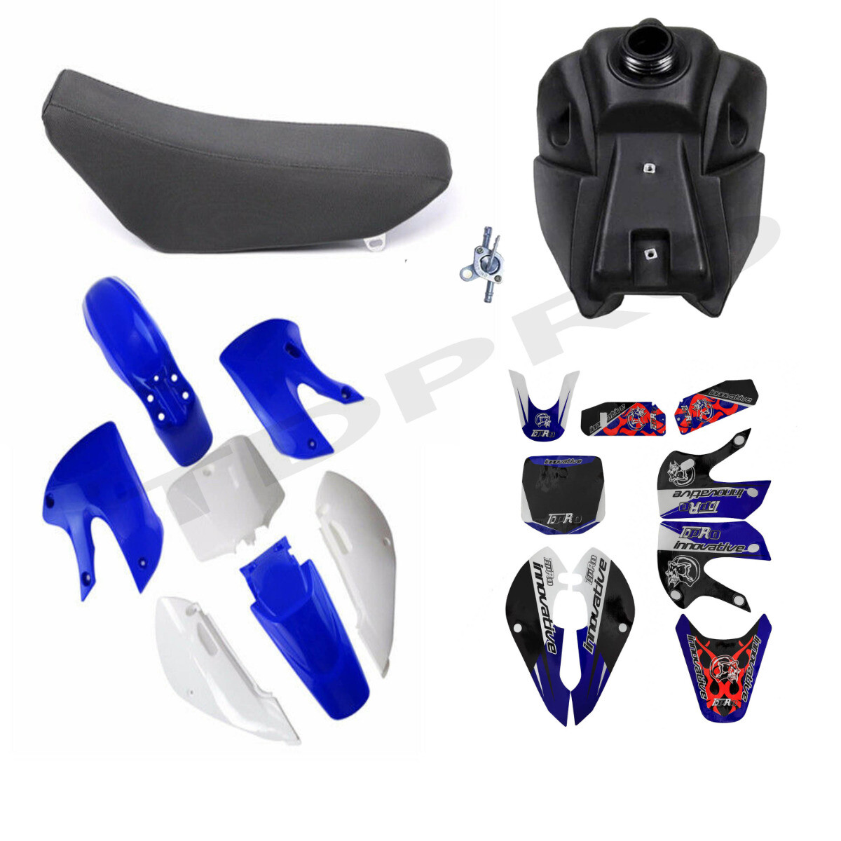 Blue Plastics Fender Sticker Kit + Seat + Fuel Tank Suit Kawasaki
