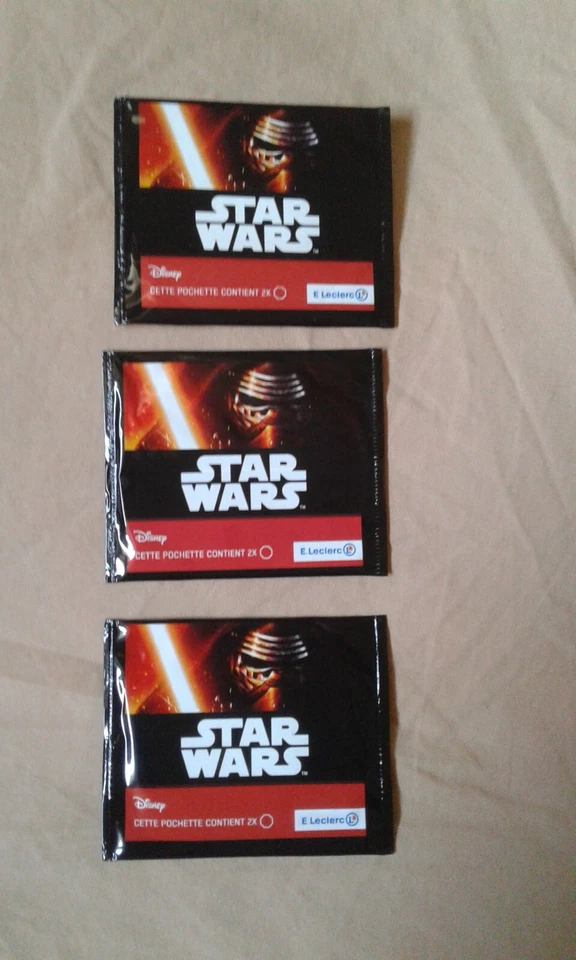 5 cartes STAR WARS LECLERC : 04, 11, 12, 29, 34 + 10 sachets neufs cosmic shells - Photo 3/4