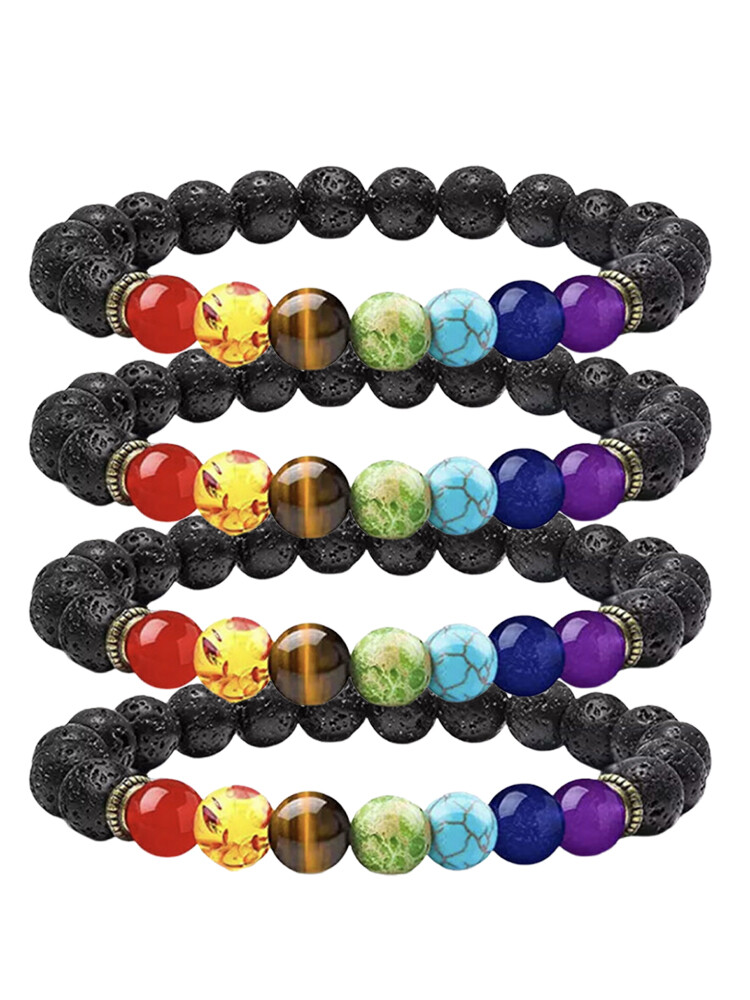 Healing 7 Chakras Volcanic Stone Energy Bracelet At Best Price In - Foto 3