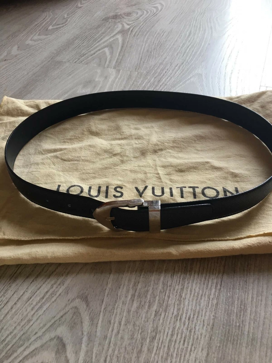 Cintura belt original Louis Vuitton taiga leather Nera/grigia unisex  vintage