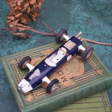 Vintage 1960s Triang Mini Hi Way Series Tinplate Blue And White Toy Racing Car