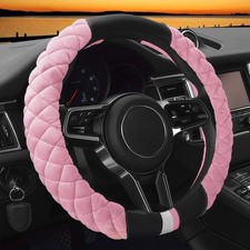 Universal Car Steering Wheel Cover Fluffy Winter Plush Steering Wheel... A-Pink 