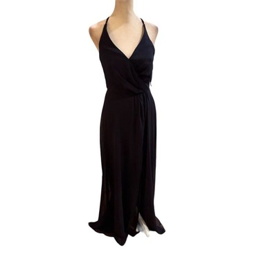 After Six Women's Dark Navy Sleeveless Wrap Evening Gown Size 0
