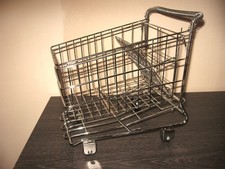 Vintage Mini 11" Chrome Metal Toy Shopping Cart Realistic
