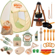 Kids Camping Set with Tent Toy Campfire 42Pcs Camping Pretend Play Tent