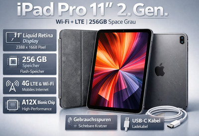 Apple iPad Pro  2. Gen. 11'' Wifi + LTE Tablet 256GB Space Grey MXE42FD/A - Tab